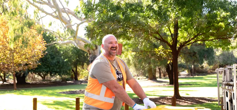 Waste staff with truck and recycling bin (13)