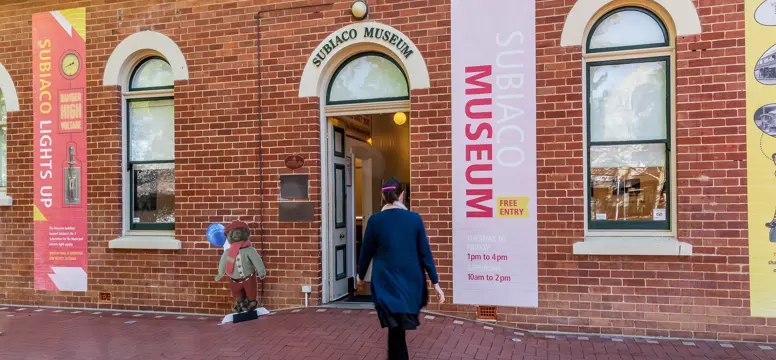 Museum generic exterior patron walking in