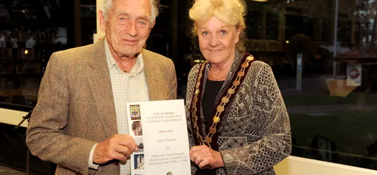 Local History Awards ceremony 7Nov2011 Subiaco Library Gabor Hamory, Heather Henderson 002