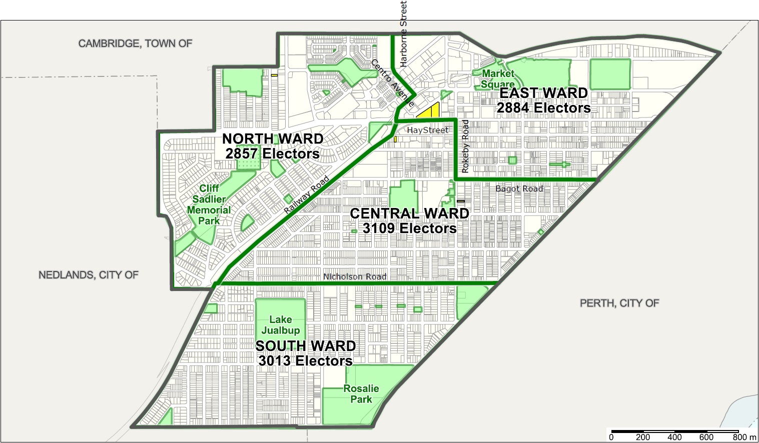 Ward map for City of Subiaco