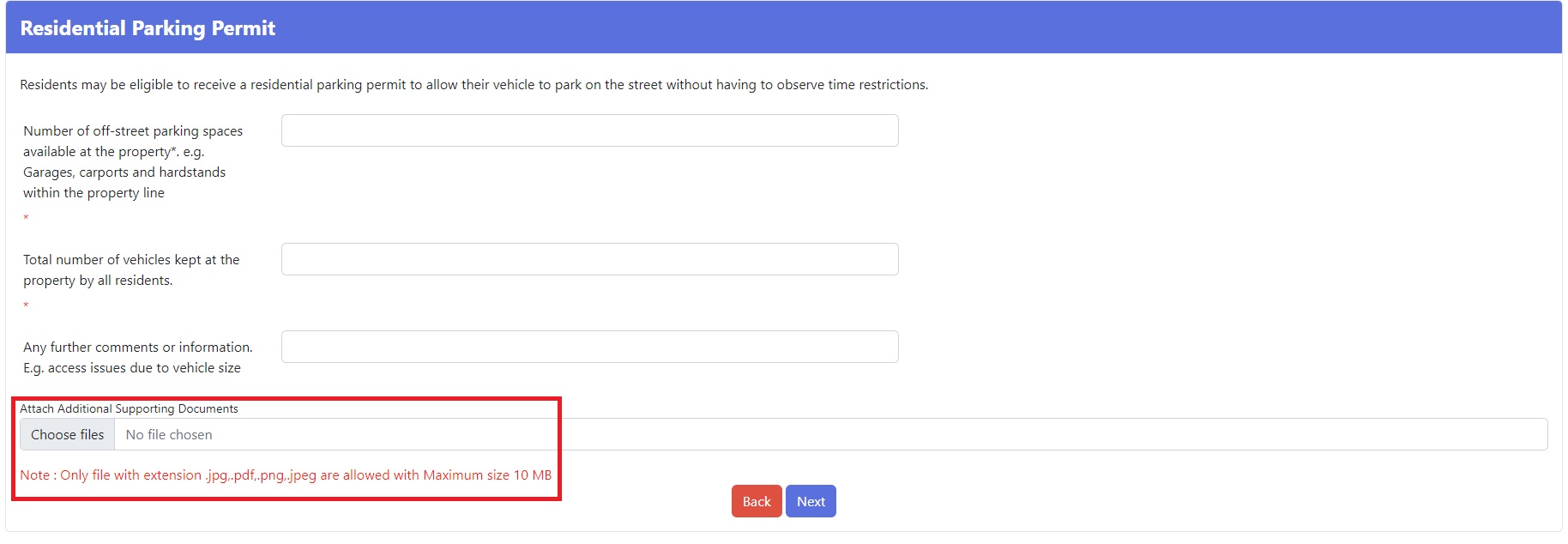 Additional supporting documents example
