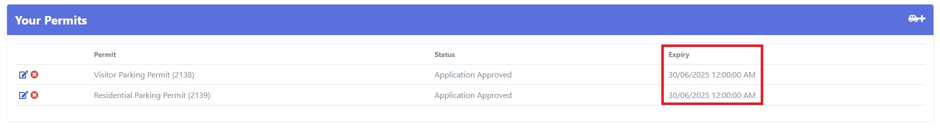 Expiry date screenshot