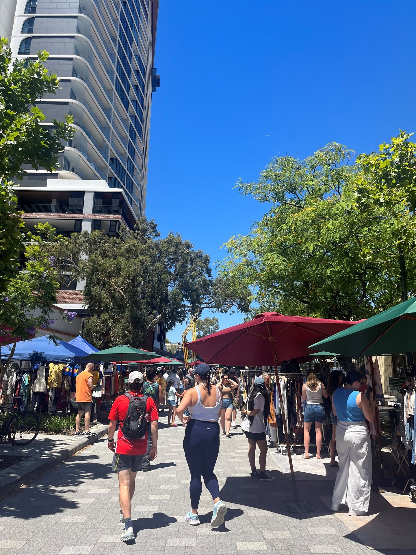 Market stalls in public streetscape