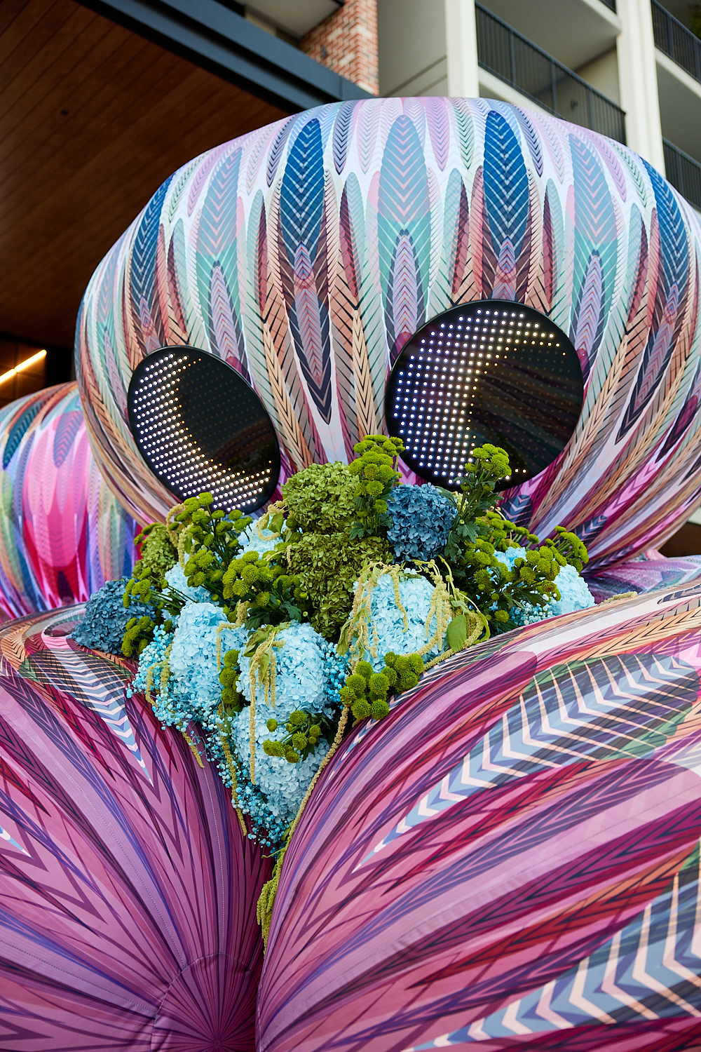 Light and Sound Installation featuring colourful creatures with eyes that follow you